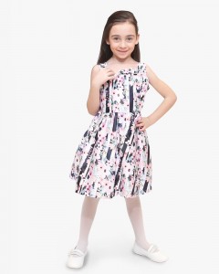 Vestito Baby Enylò con Rouches in Fantasia Righe e Fiori