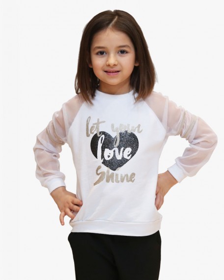 Maglia Ragazza Enylò in Felpina con Maniche a Rete