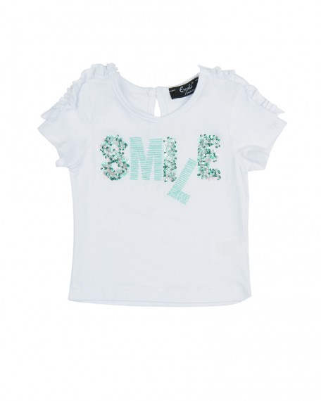 T-shirt neonata Enylò con Ricamo Paiette "SMILE"