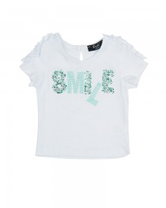 T-shirt neonata Enylò con Ricamo Paiette "SMILE"
