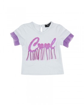 T-shirt neonata Enylò con Ricamo Paiette "Cool"