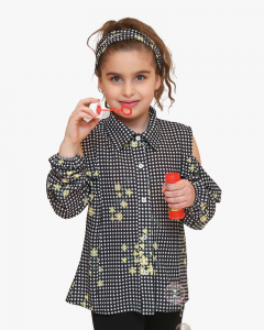 Camicia Ragazza Enylò in Georgette con Fantasia Quadri e Fiori